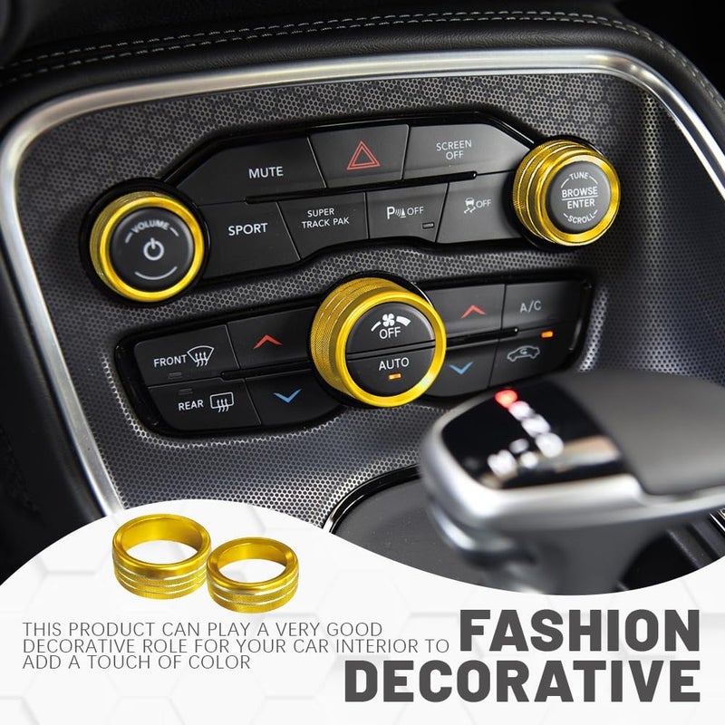 DWARFOO 3PCS Air Conditioner Switch Button Knob Cover, Aluminum Alloy A/C Decal Trim Rings, Car Interior Decor Accessories AC Climate Control Knob Outer Ring Replacement for Dodge Challenger Durango 2015-2022 - Image 5
